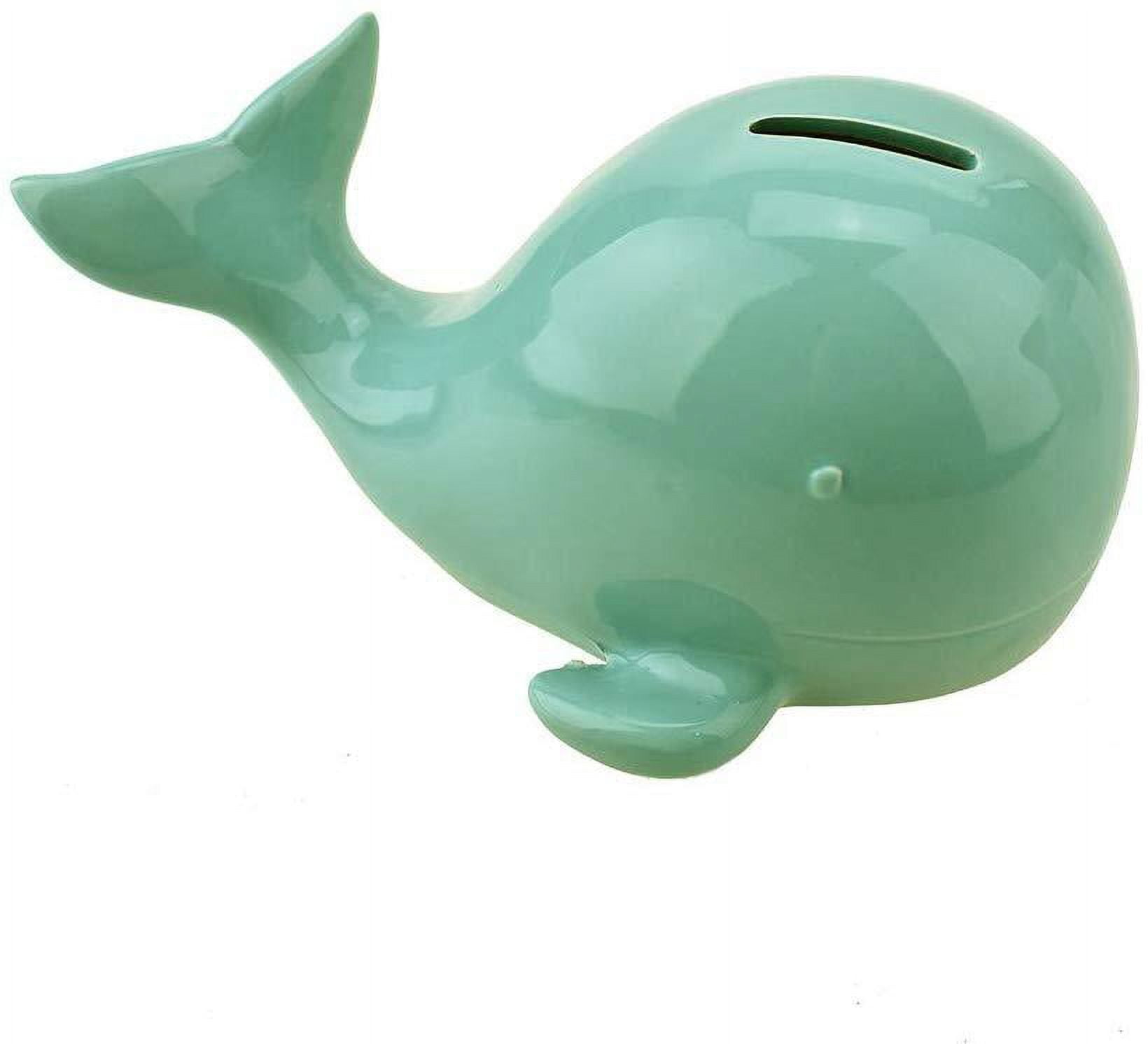 Ceramic Happy Whale Coin Bank, Turquoise, 4-Inch – Homeford