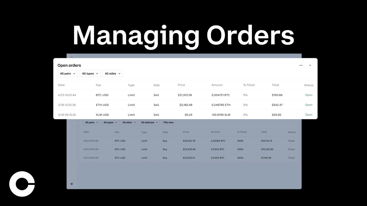 Market, Limit, & Stop Orders For Cryptocurrency