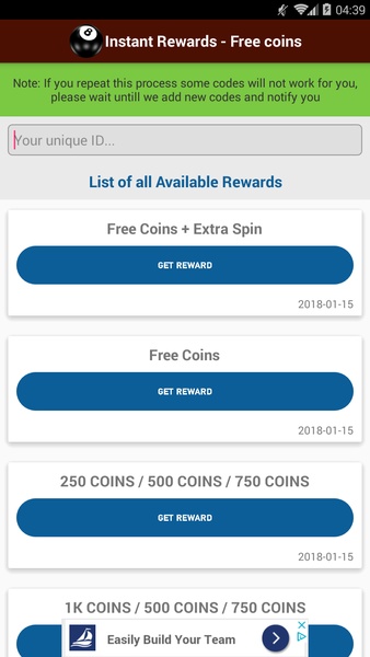 Coins & Cash Rewards for 8 Ball Pool for Android Free Download