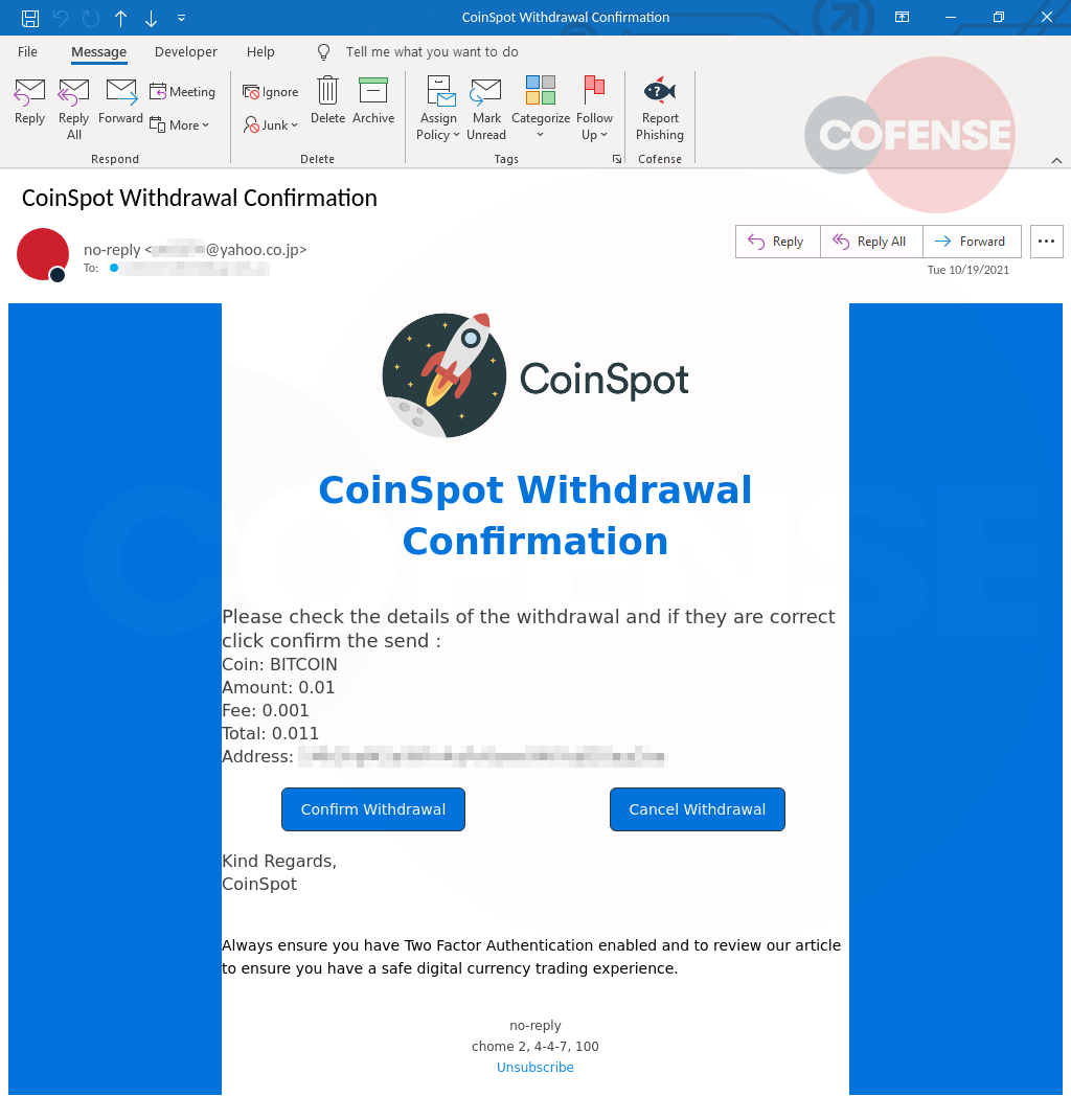 Phishing campaign targets CoinSpot cryptoexchange 2FA 