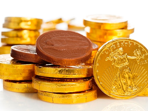 Small Gold Foil Covered Chocolate Coins 8 oz