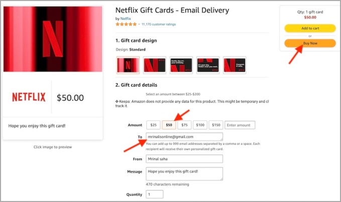 Netflix Gift Cards Online in India