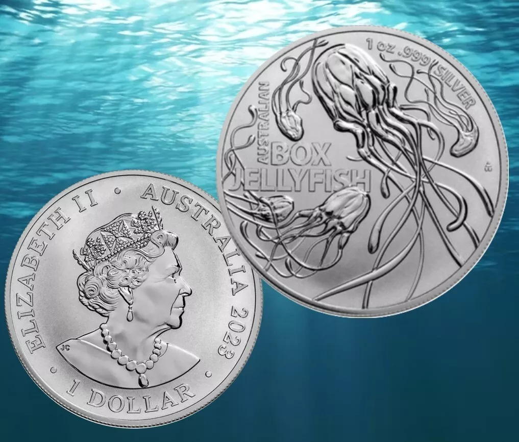 1 oz $1 Australia's Most Dangerous Box Jellyfish Silver coin BU | European Mint