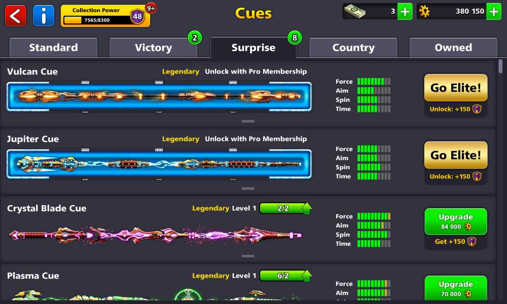 Unlock All Legendary Cues in 8 Ball Pool