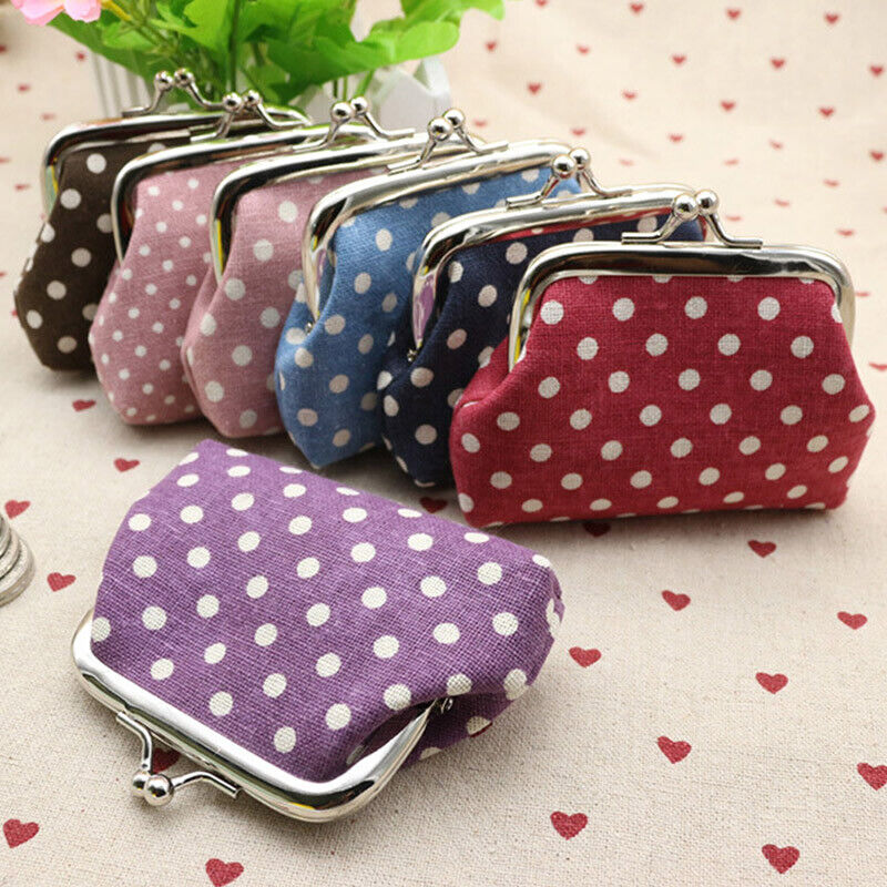 Vintage Floral Print Kiss Clasp Women Mini Pouch Money Bag Wallet Coin Purse