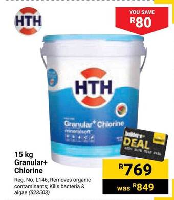 hth 8kg Granular+ Chlorine offer at Builders Warehouse