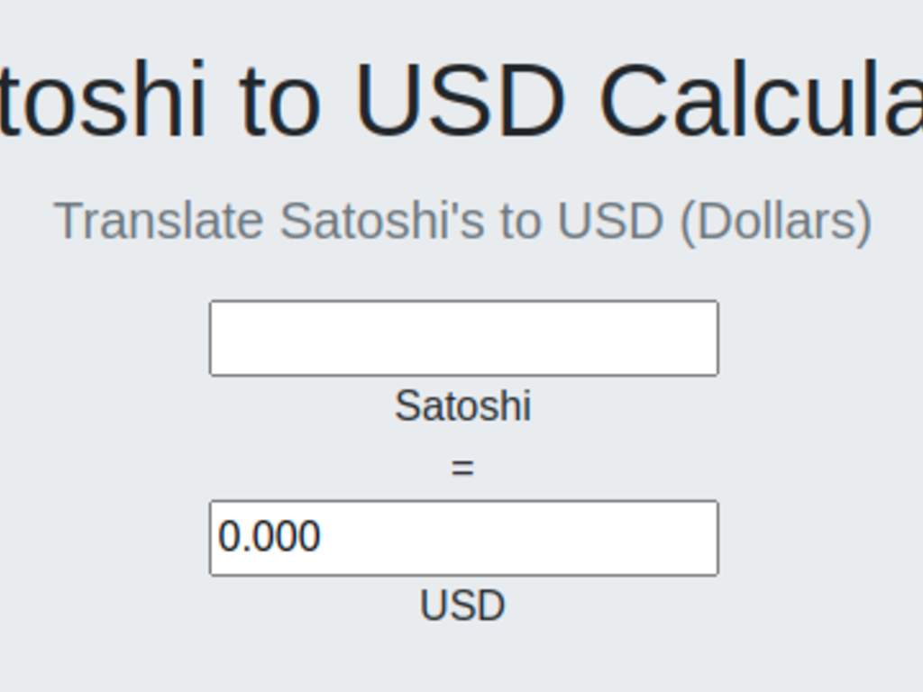 Satoshi to US Dollar exchange rate - Currency World