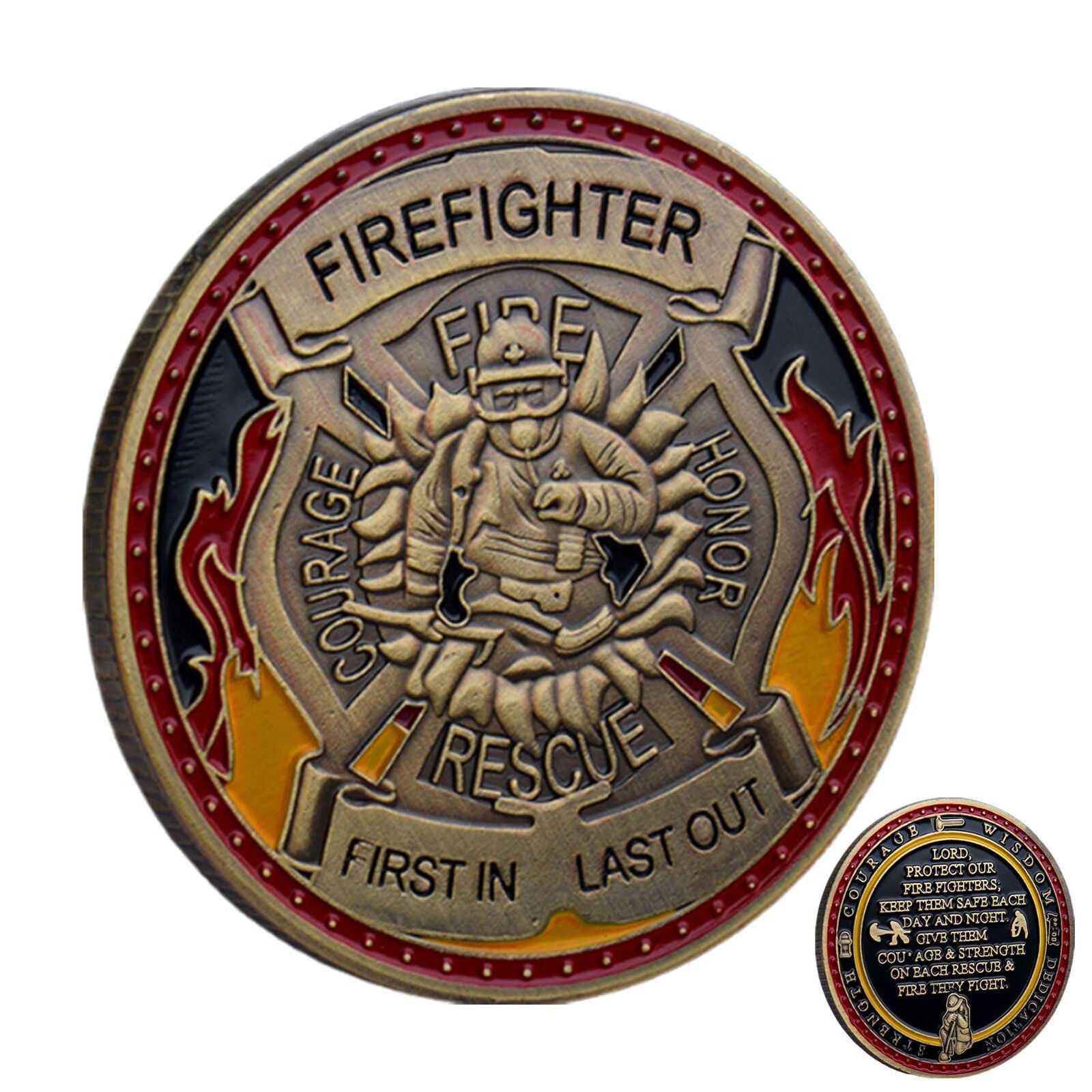 Firefighter's Prayer - Thin Red Line Challenge Coin - Thin Blue Line USA