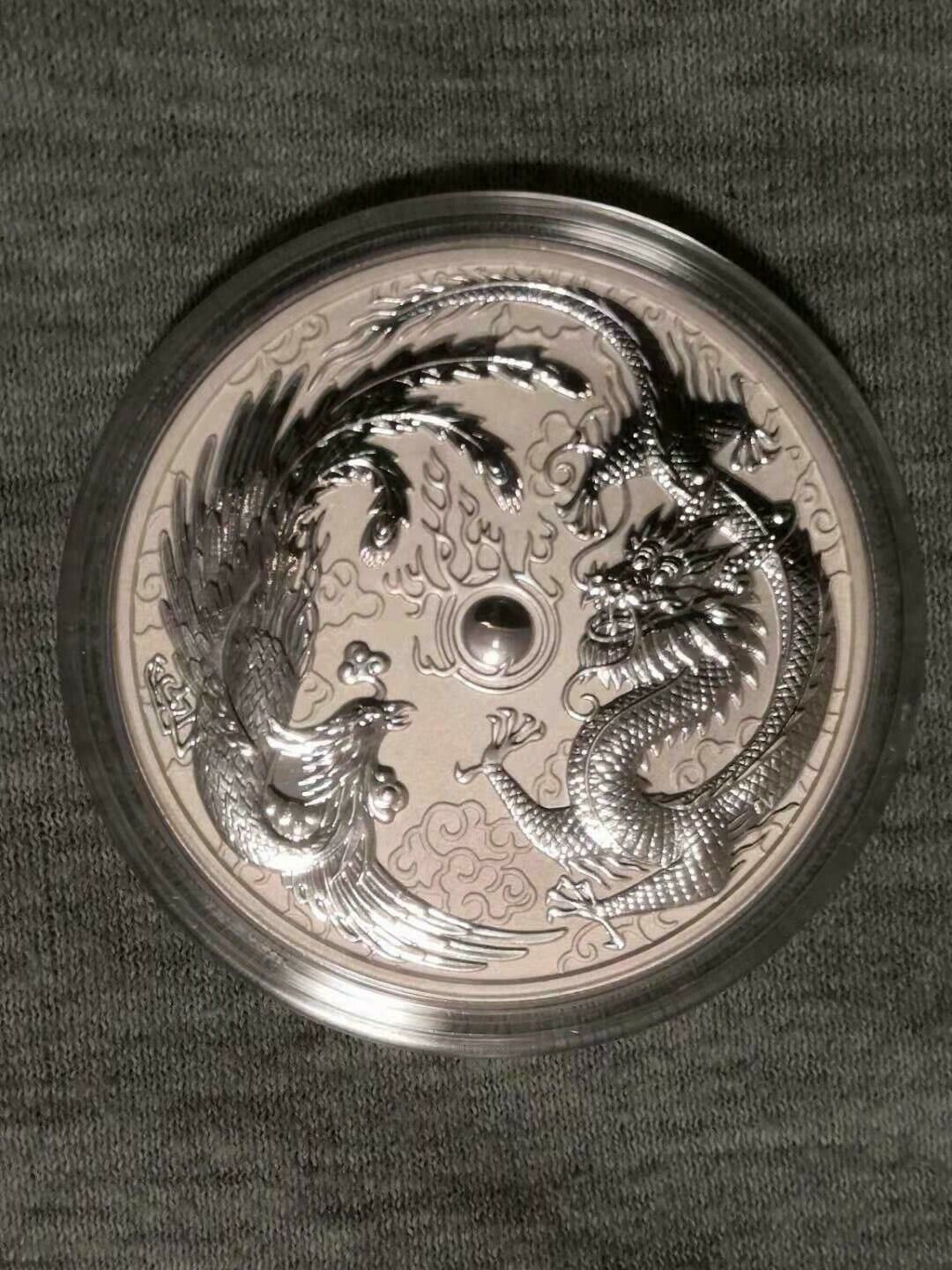 $1 Mythical Creatures Dragon & Phoenix 1oz Silver BU Coin - Town Hall Coins and Collectables