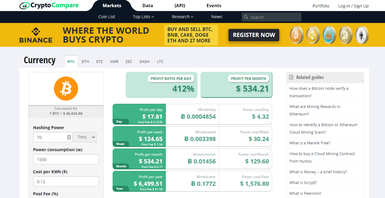 Bitcoin Price Calculator - BTC to USD current price
