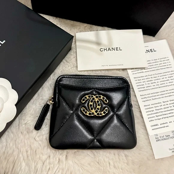 Chanel Black Quilted Lambskin Chanel 19 Zip-Around Coin Purse | myGemma | Item #