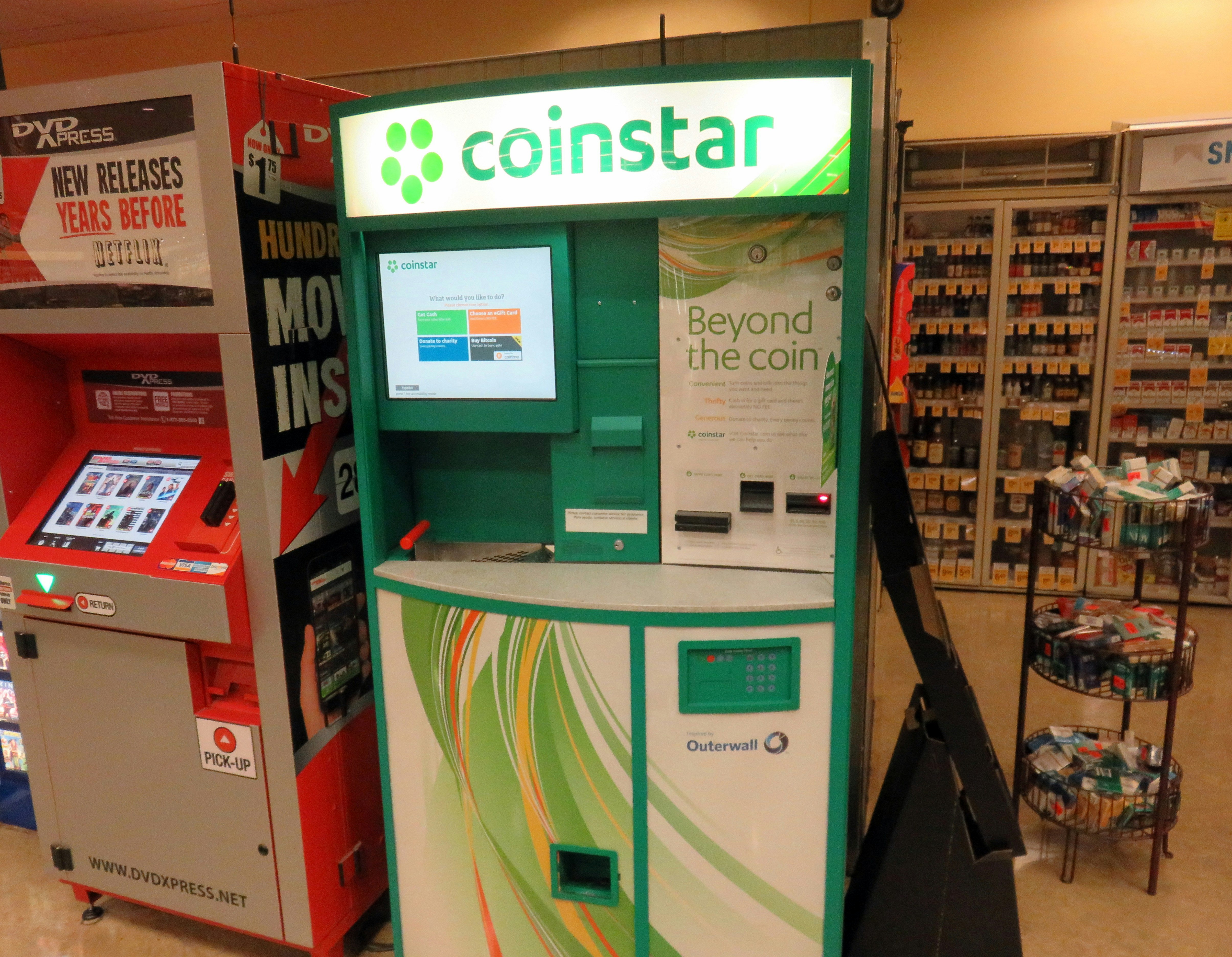 Cash in coins at Coinstar.