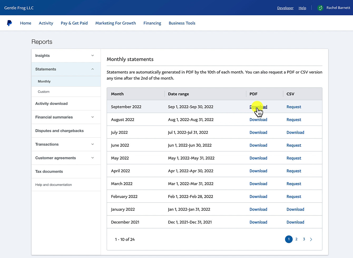 How do I view and download statements and reports? | PayPal US