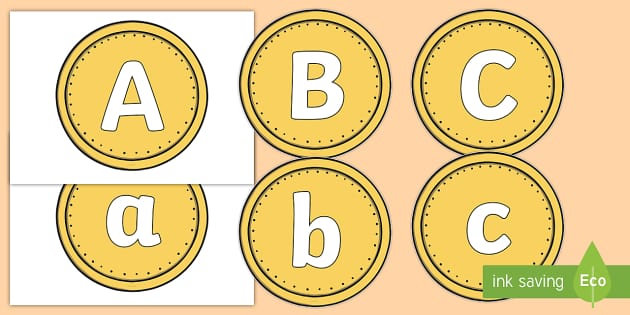 Wooden Alphabet Coins | Wooden alphabet, Coin design, Lower case letters