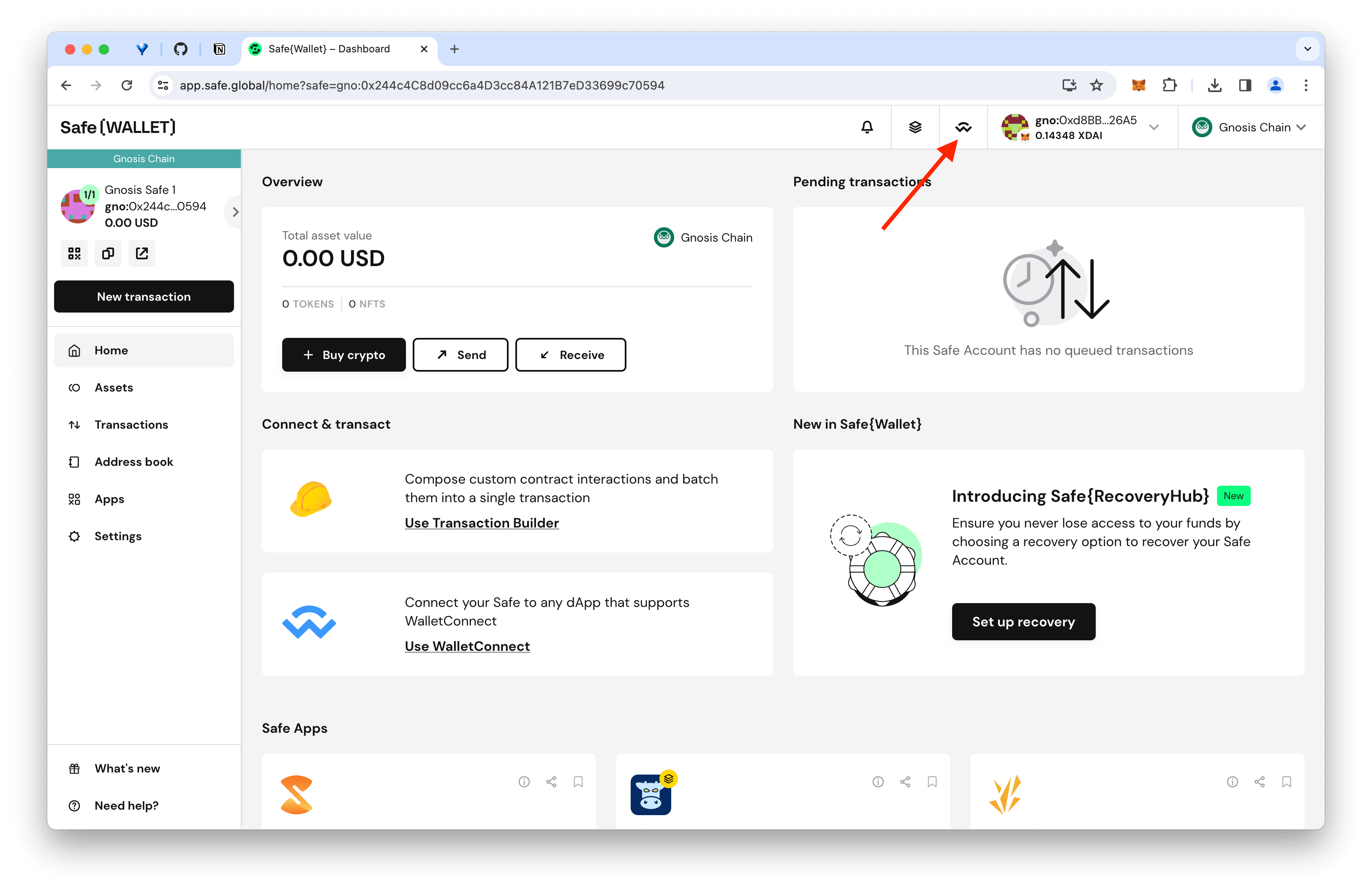 Interact with dApps Directly from Your Safe Using WalletConnect