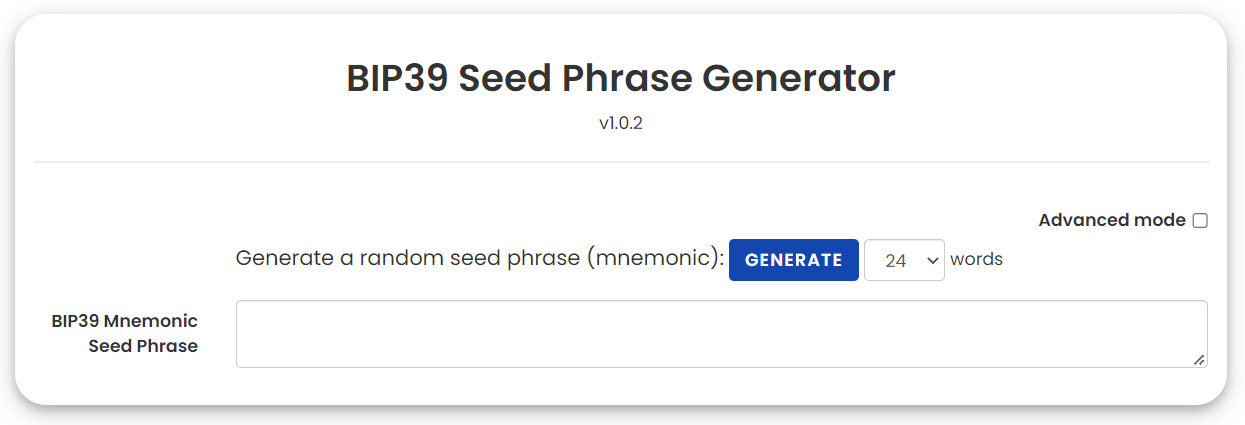BIP39 Seed Phrase Mnemonics Generator - offline & online tool - Coinplate