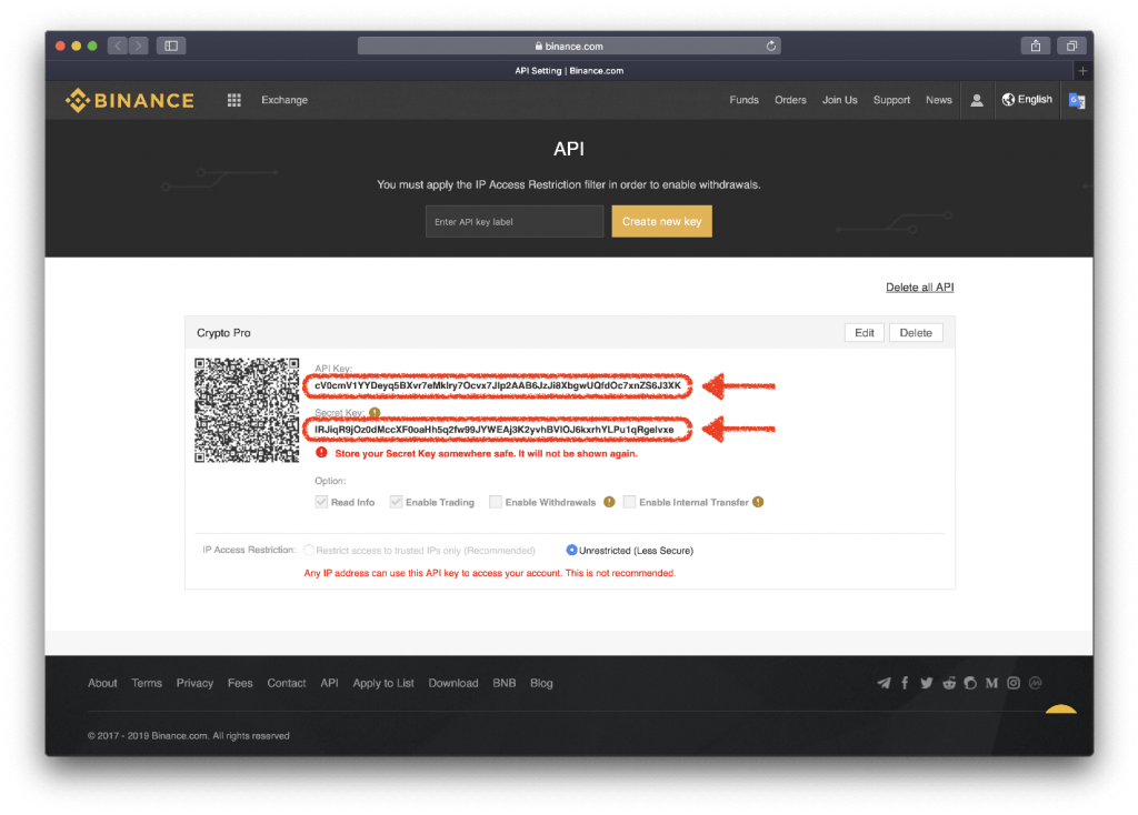 How to configure Binance API key and add it to Good Crypto