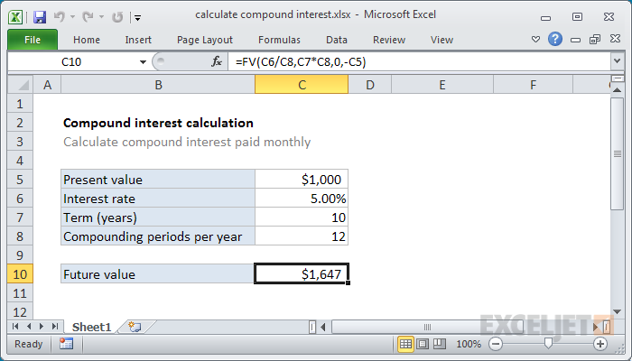 How to Create Compound Interest Calculator in Excel - 2 Easy Methods | MyExcelOnline