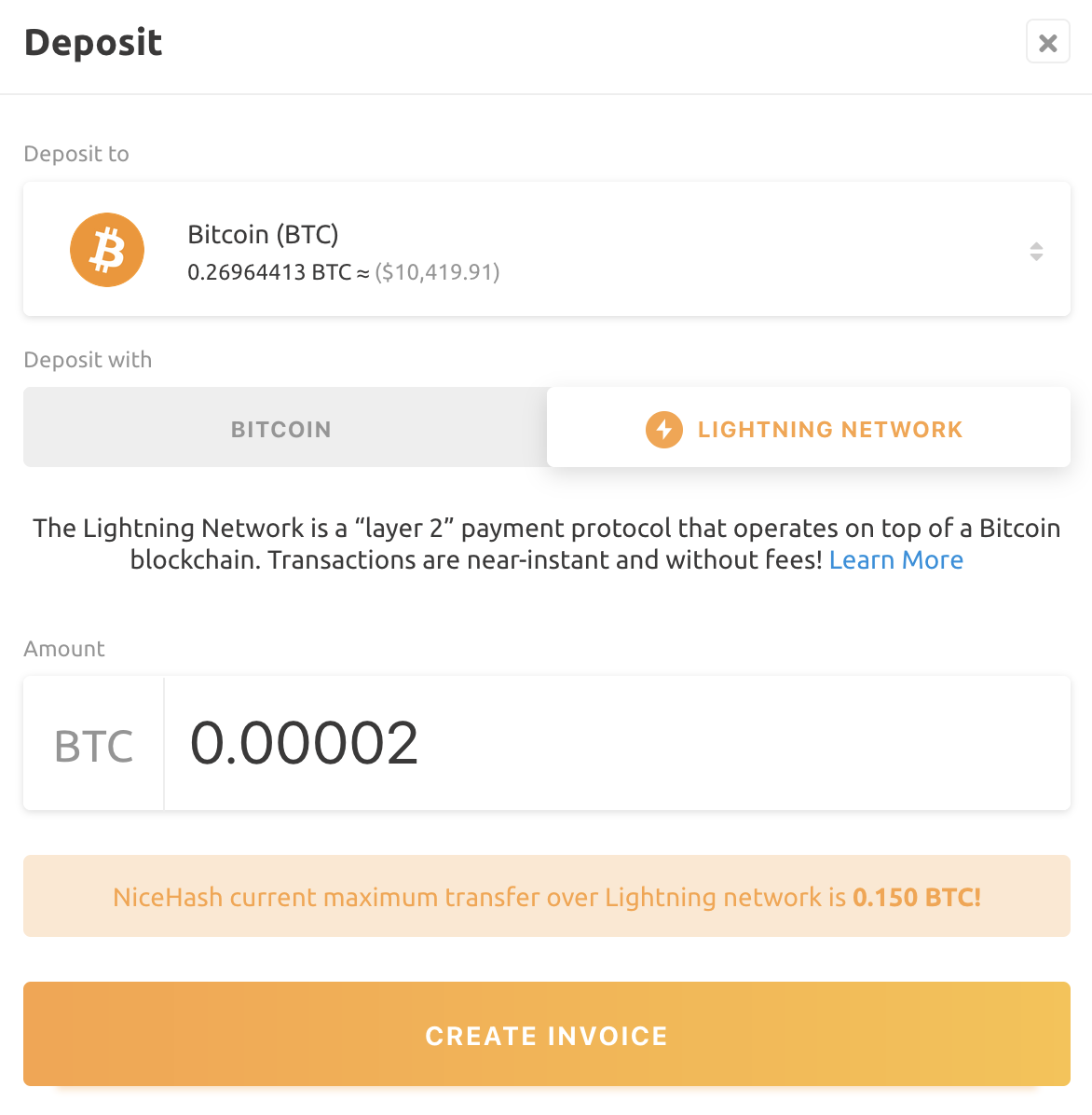 How do I deposit Bitcoin (BTC) with OKX’s lightning network? | OKX