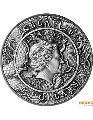 FIGURE EIGHT DRAGON AND TIGER 3 Oz Silver Coin 15$ Tokelau 