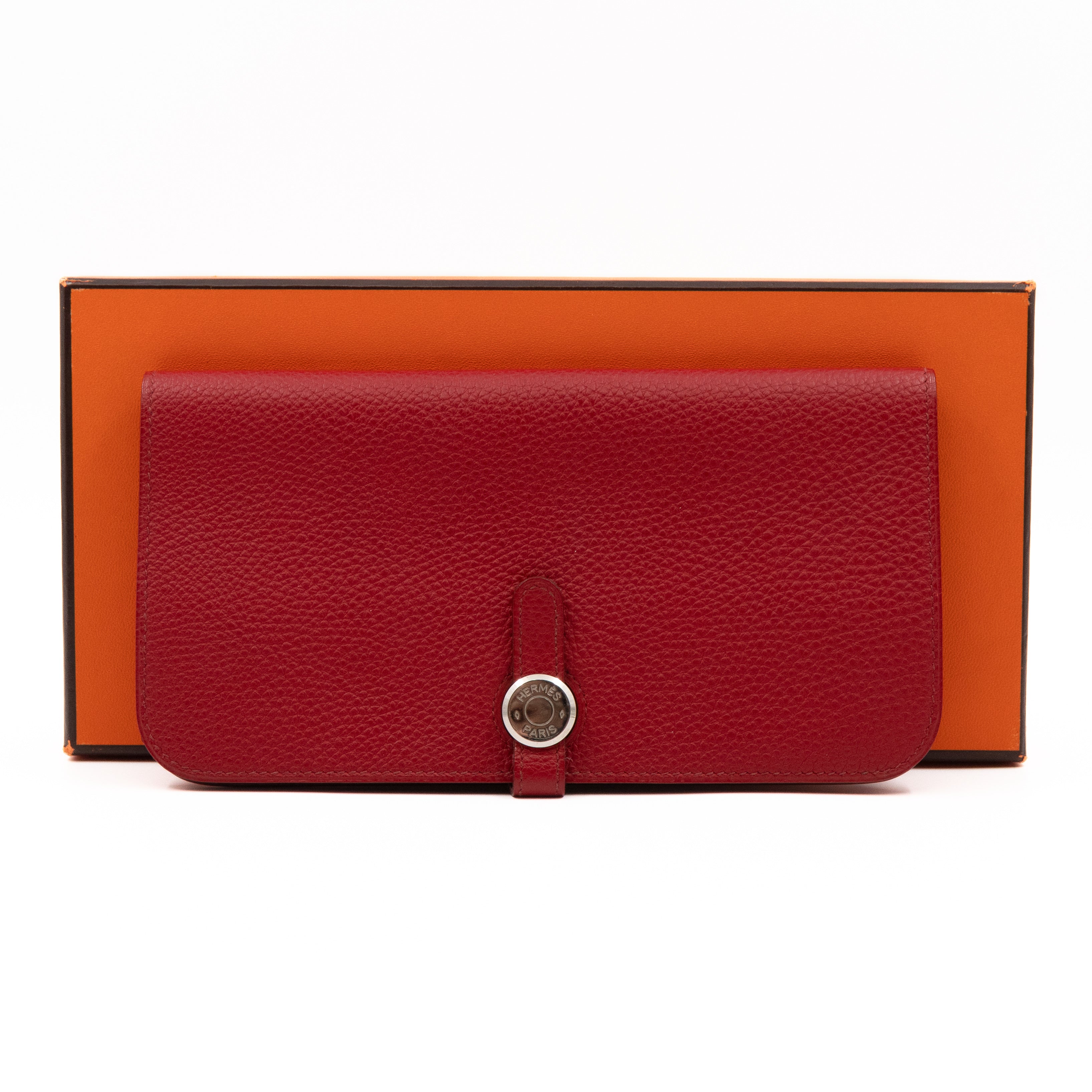 Stylish Hermes Dogon Long Wallet in Red Leather – Azura Reborn