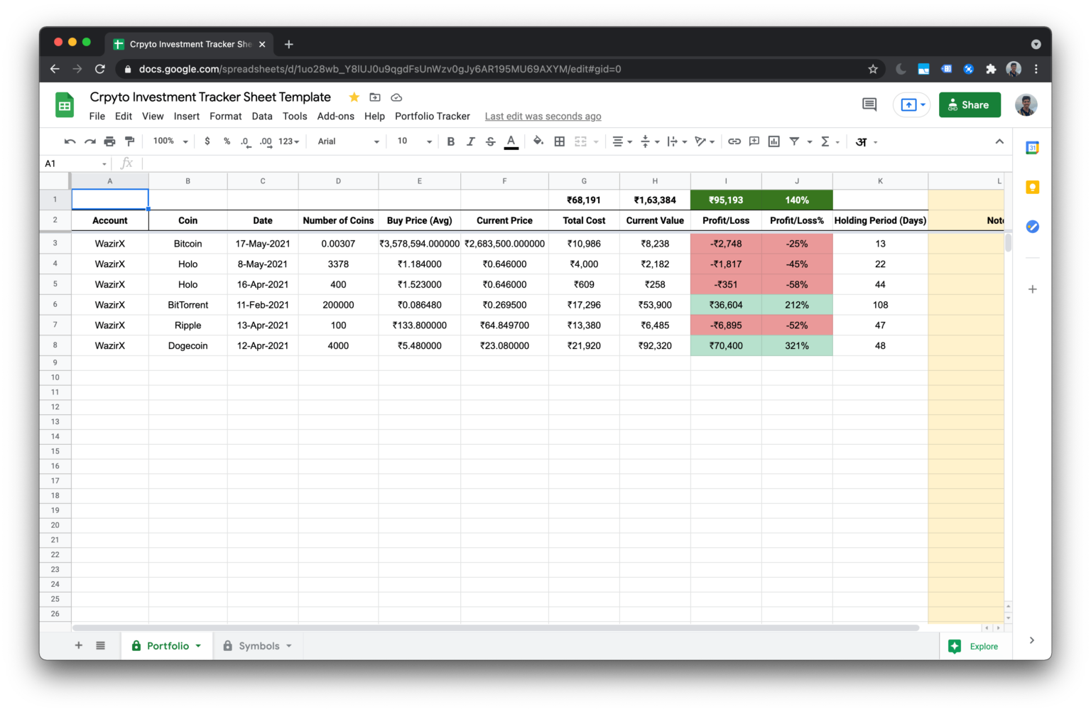 2 Free Crypto Portfolio Tracker Templates for Google Sheets