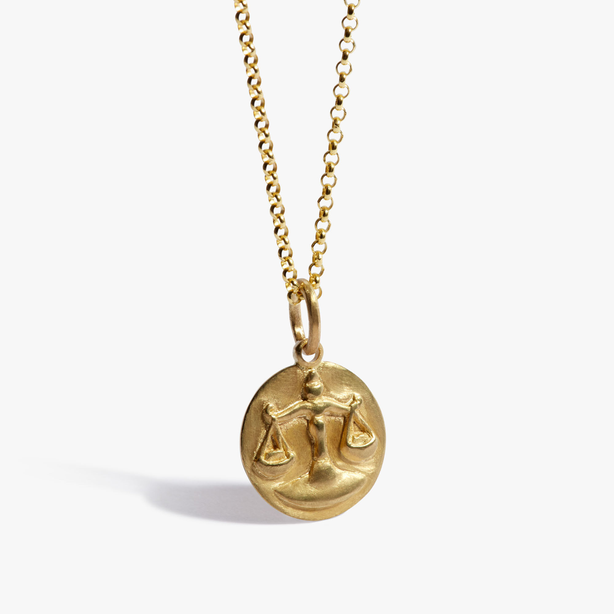 14k Solid Yellow Gold Zodiac Libra Charm Pendant