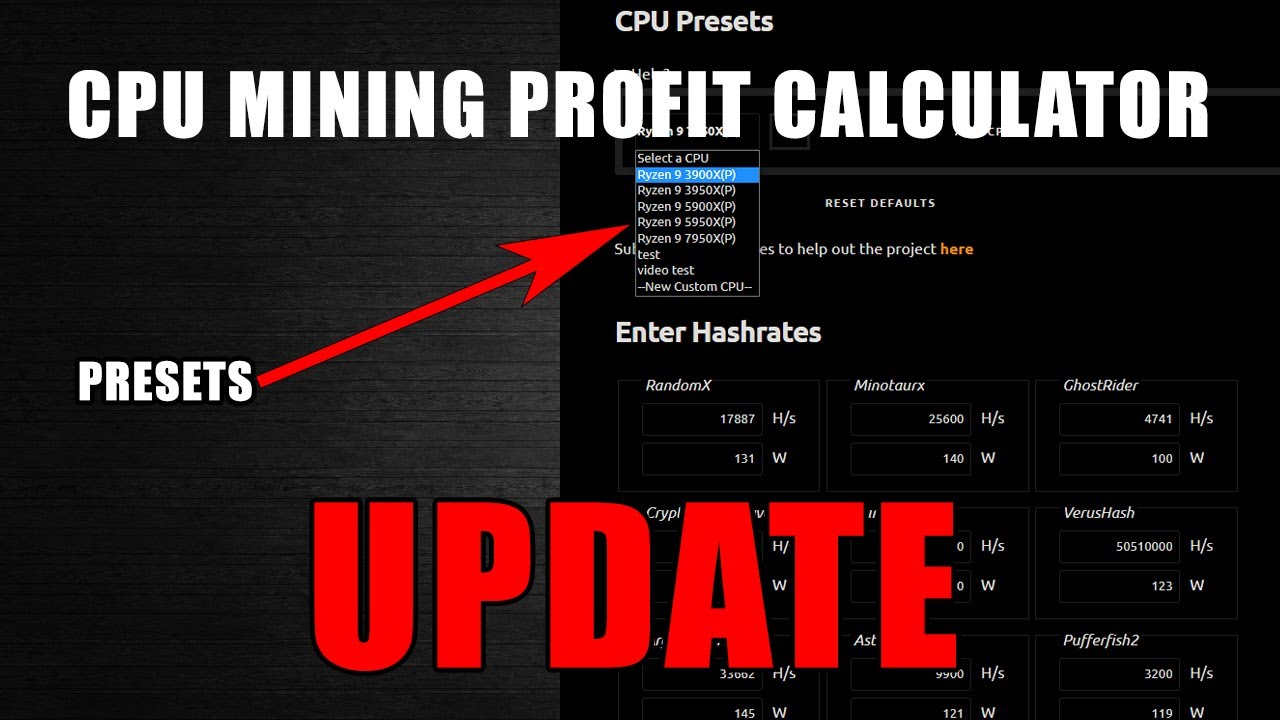 CPU Mining Calculator. What to Mine on CPU