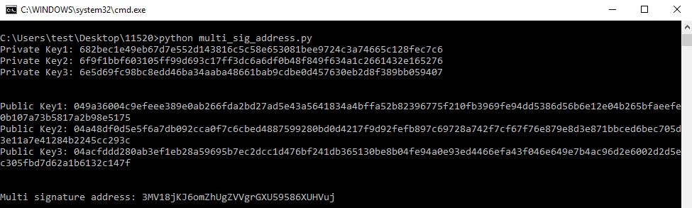 GitHub - sandybradley/Multisig: Generate a multi-signature Bitcoin address in python