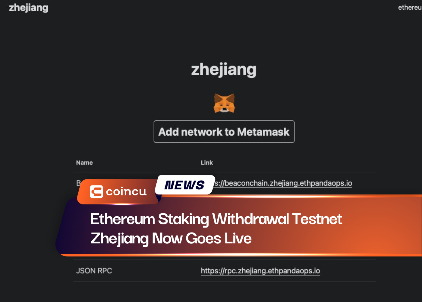 Zhejiang: RPC and Chain Settings | thirdweb