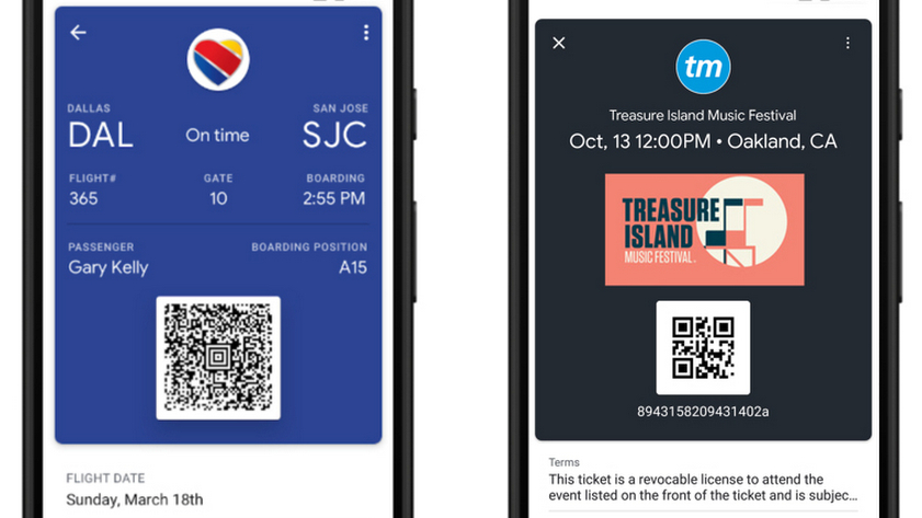 Use flight or event tickets - Android - Google Pay Help