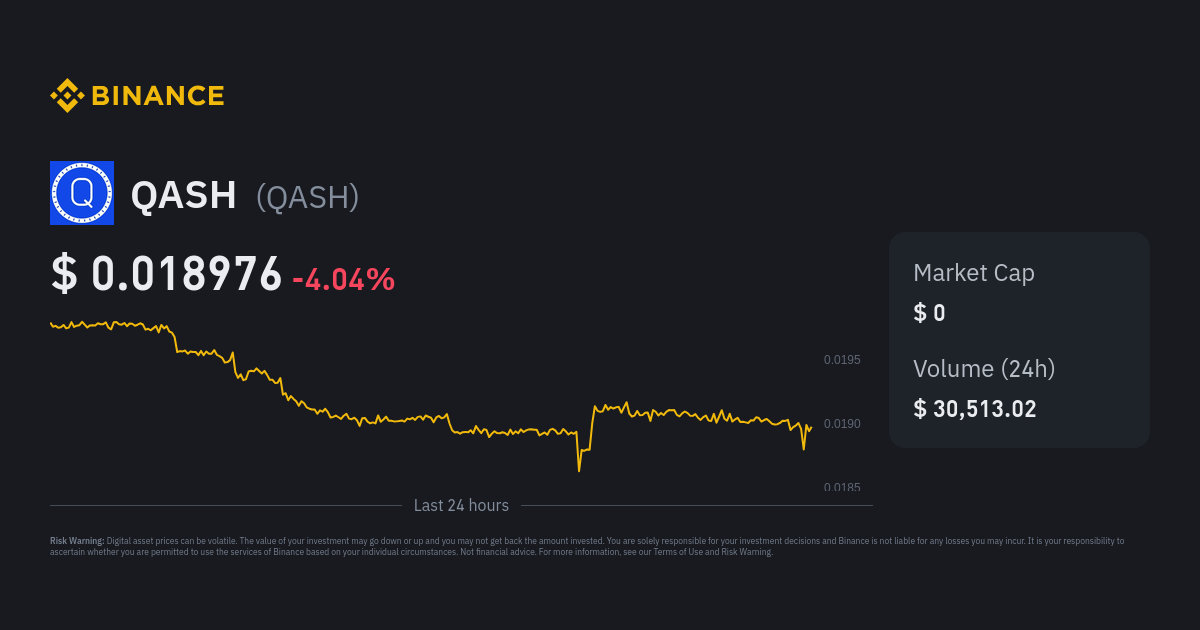 QASH (QASH) live coin price, charts, markets & liquidity