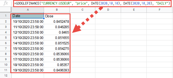 Using the GOOGLEFINANCE Function In Google Sheets - Lexnet