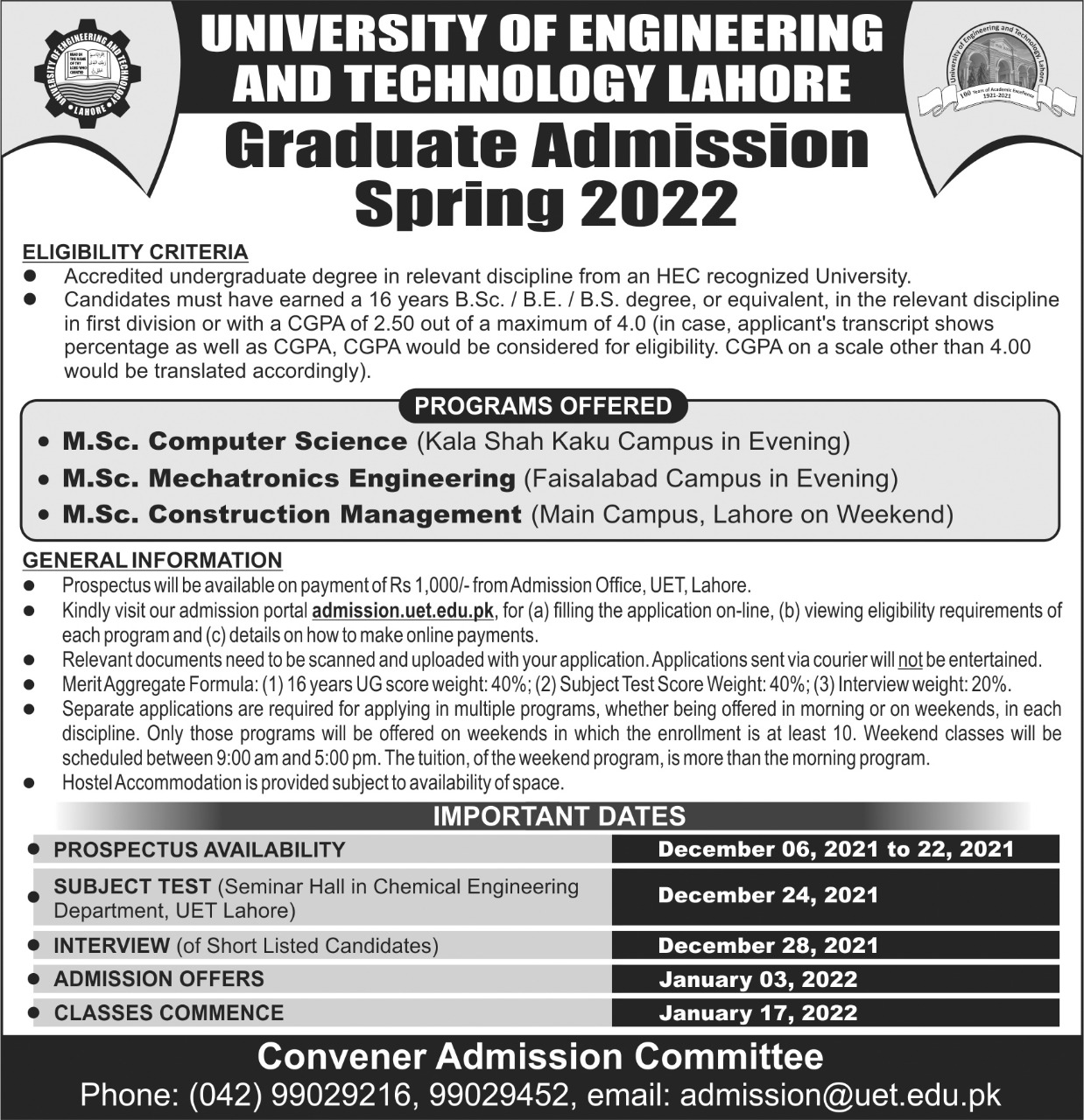 Department of Computer Engineering, UET Taxila