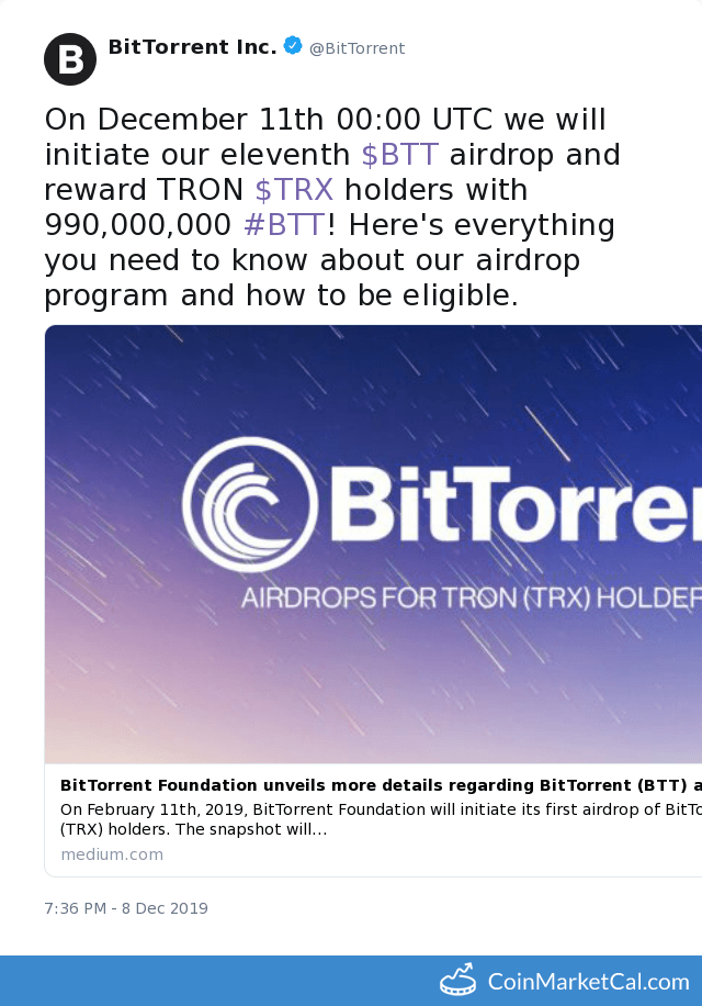 BitTorrent Airdrop - Claim free BTT tokens with bitcoinhelp.fun