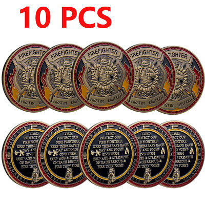 First In Last Out Firefighter Prayer Challenge Coin Amulet for Fireman Gift Coin – bitcoinhelp.fun