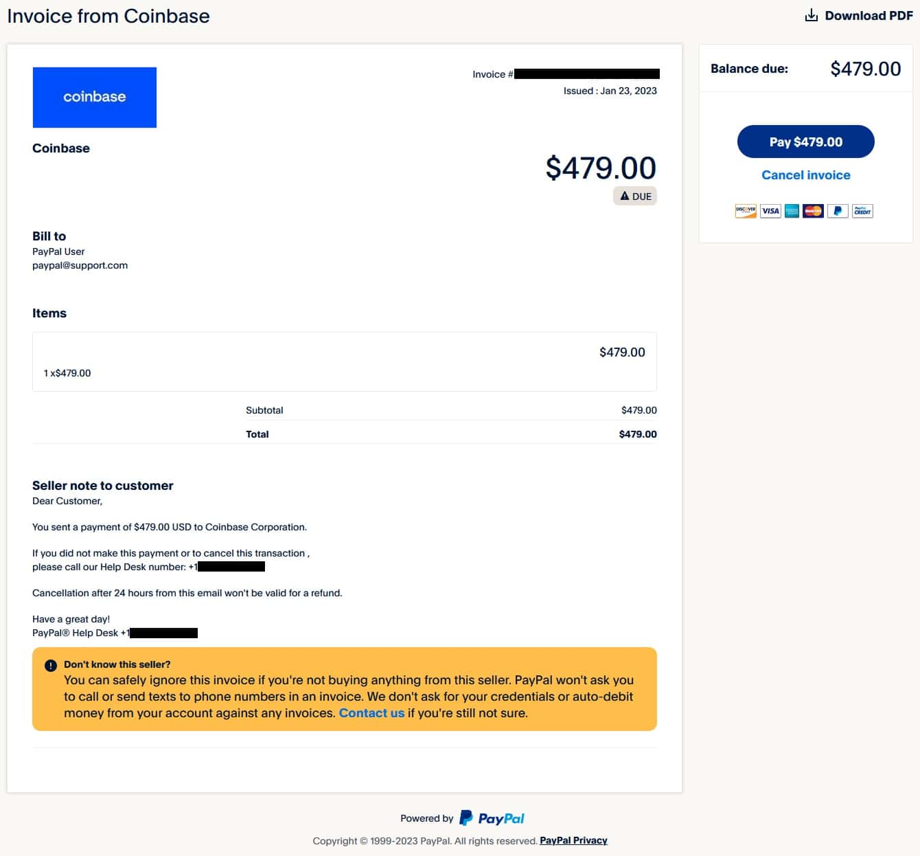 PayPal Invoice Email Scam - Carrie Kerskie