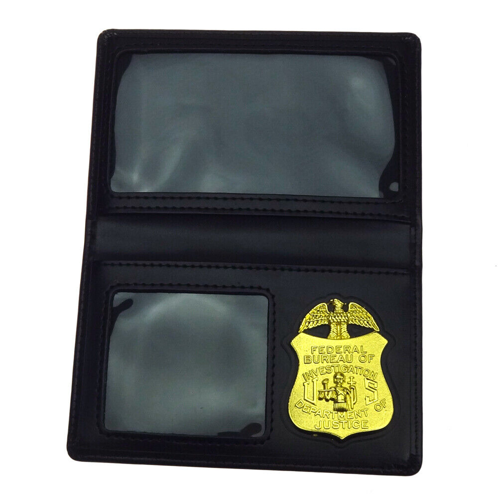 FBI Special Agent Leather Badge Wallet with Double ID Slots | Federal Style Wallet