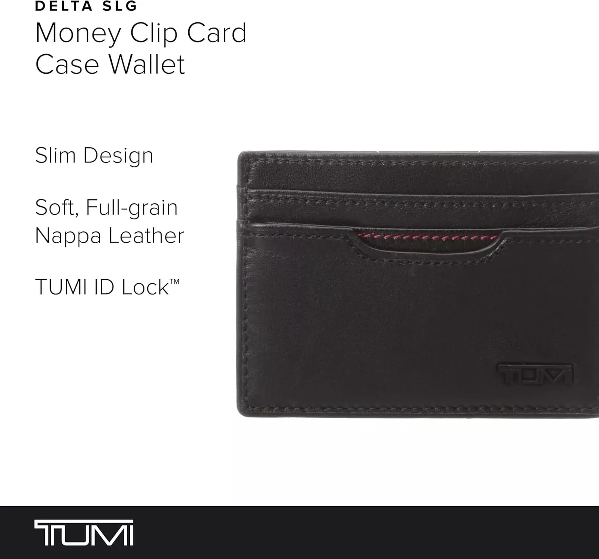 TUMI Black Delta Money Clip Card Case With TUMI ID Lock