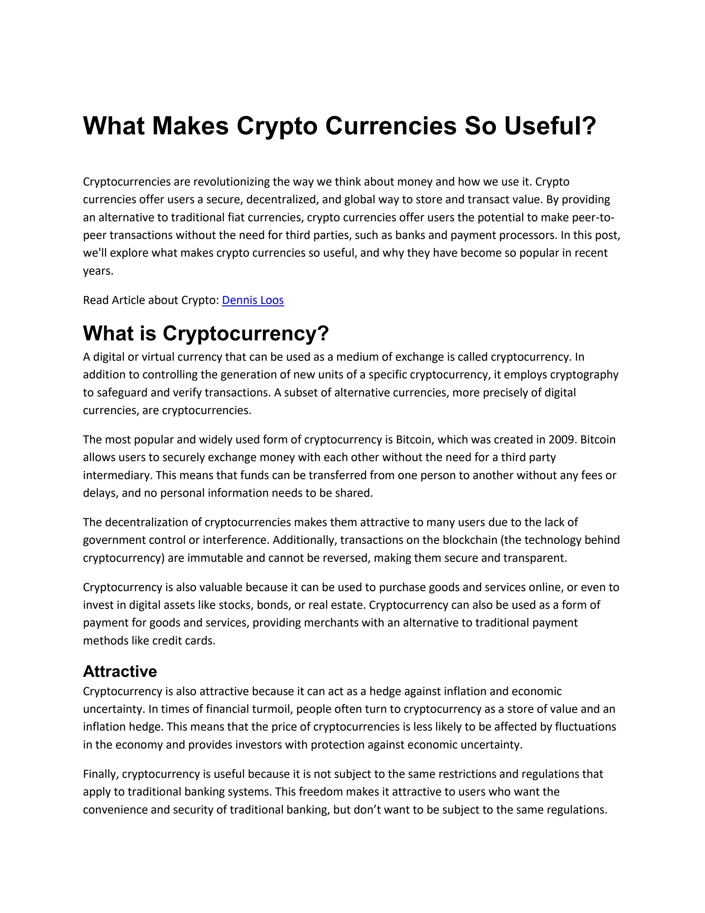 Why Should Anyone Invest in Crypto?