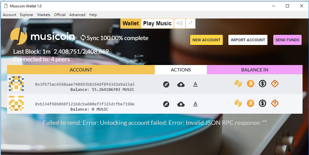 Wallet of Musicoin