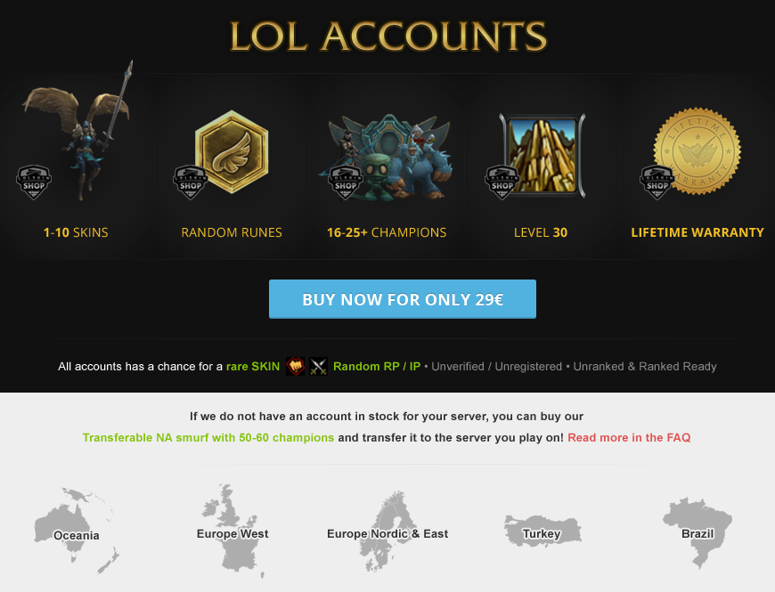 Buy League of Legends Smurf Accounts - Lifetime Warranty