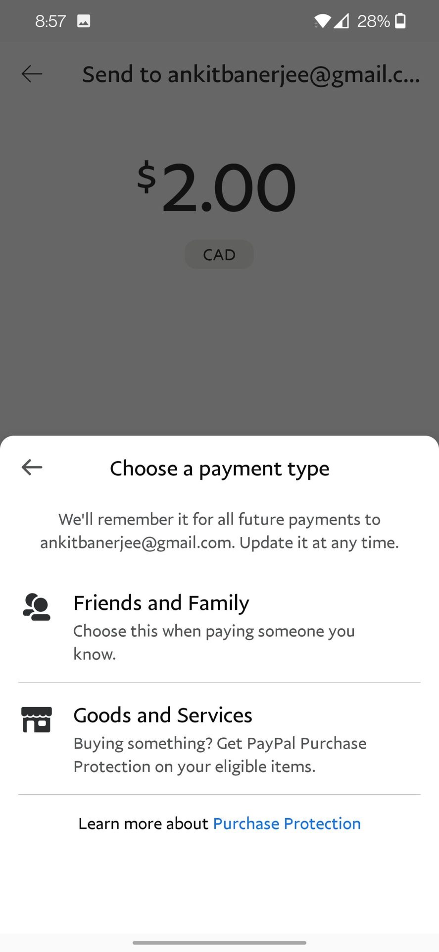 Solved: No Friends or Family Option to send payment - PayPal Community