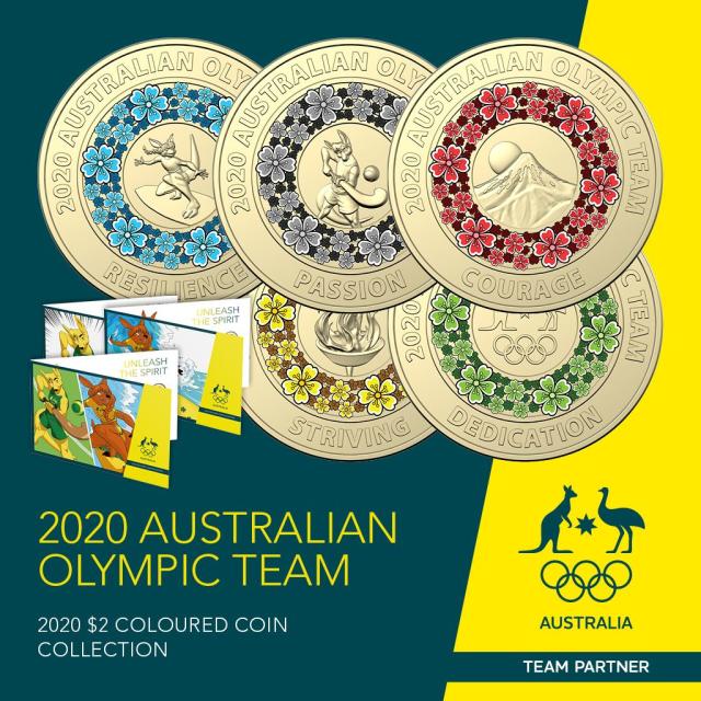 $2 AlBr Coloured Uncirculated Five-Coin Collection - Tokyo Olympics