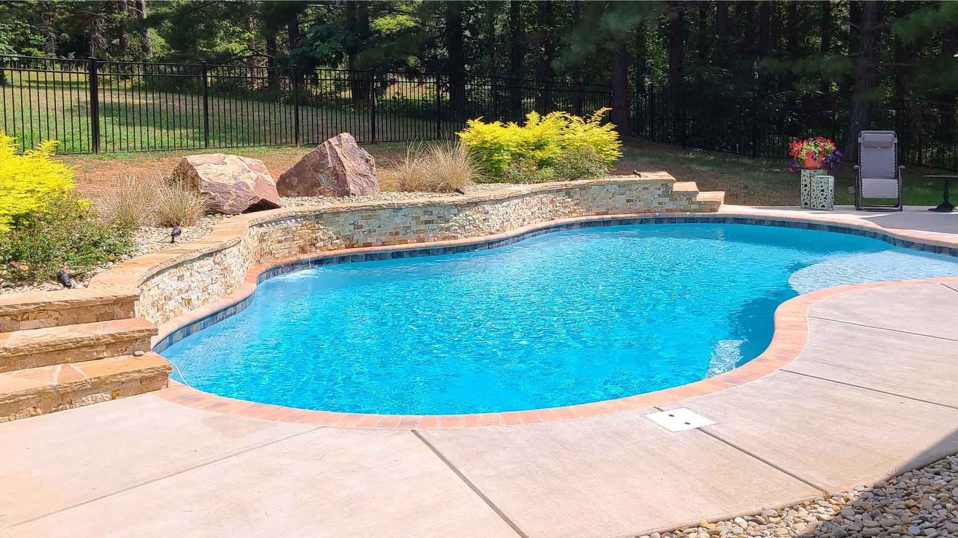 Raised bond beam | Pool patio, Backyard pool designs, Backyard pool