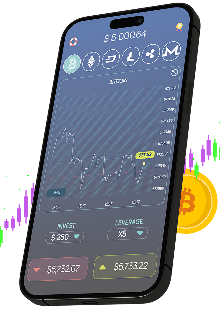 Smartphone with bitcoin trading chart PNG - Similar PNG