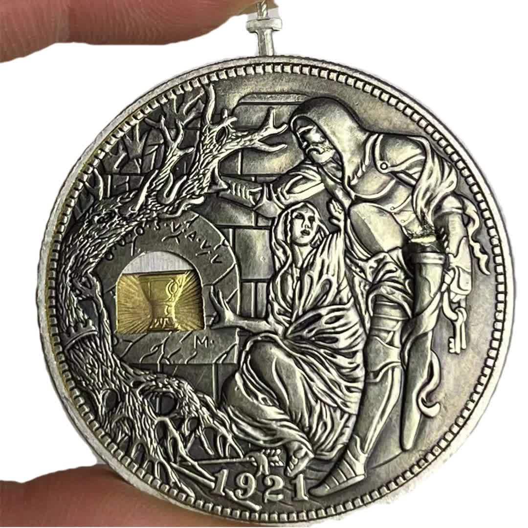 Pendant Holy Grail Coin Morgan Removable Sword Dollar Silver Hobo – MovieShopDolls