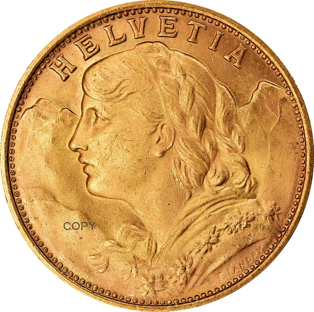 Swiss Gold 20 Francs Helvetia AU