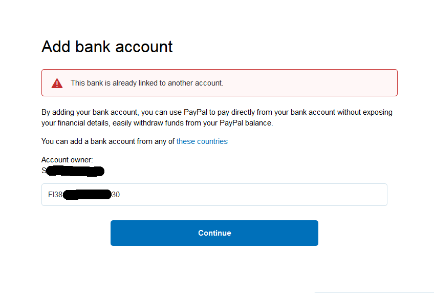 I can't add any IBAN on my account - PayPal Community
