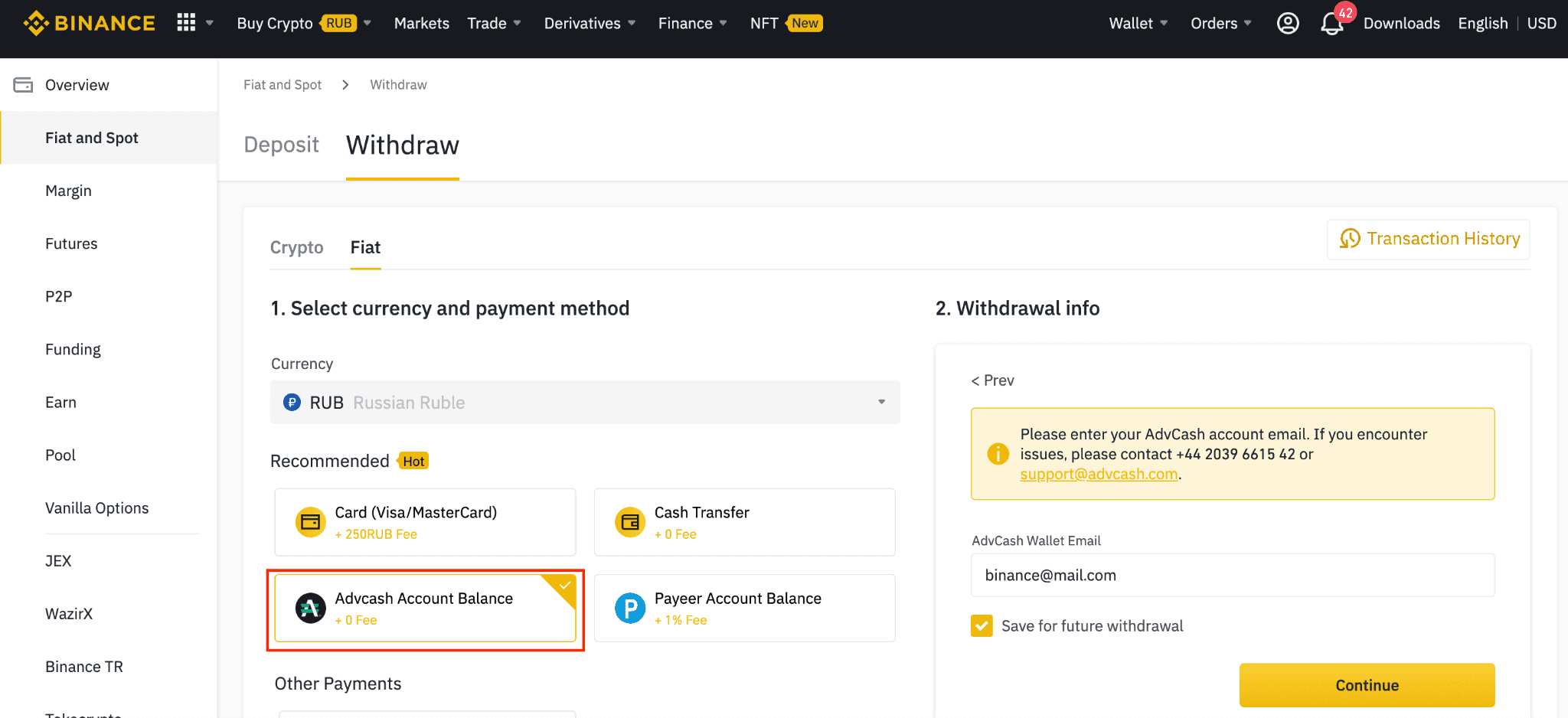 How to withdraw money from Binance with AdvCash? rubengrcgrc